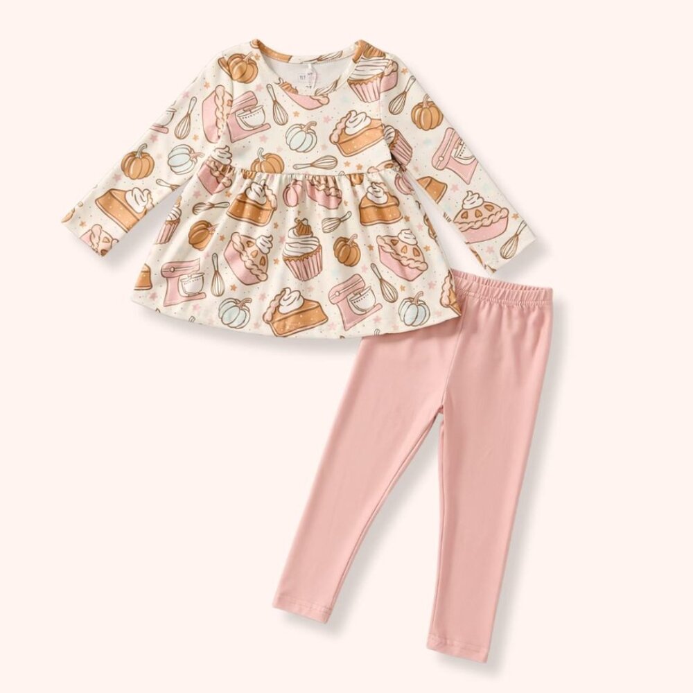 Pete + Lucy Girls Thanksgiving "Baking Bliss" Tunic & Leggings Set – Size 10/12